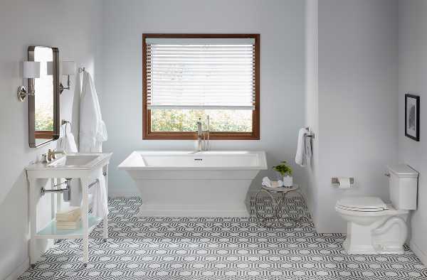 patterned eclectic tile in bathroom